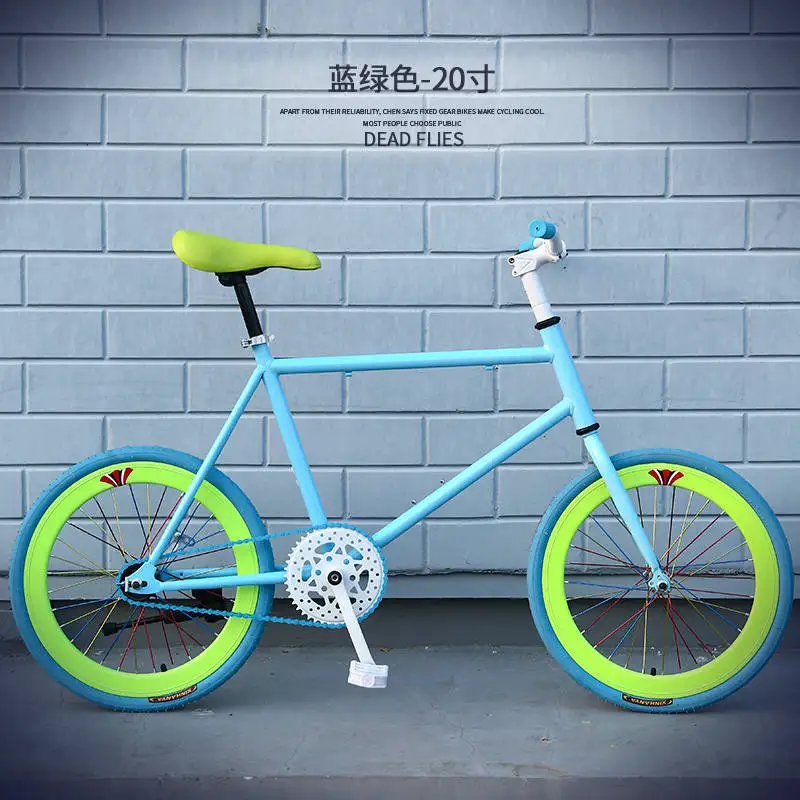 Новинка, x-передний бренд, углеродистая сталь, 20 дюймов, колесо, задняя педаль тормоза, fiets, fixie, Женский дорожный велосипед, фиксированная передача, детский велосипед - Цвет: blue green