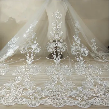 

2019 New Style 130 cm high quality exquisite wedding dress lace fabric gorgeous mesh tulle embroidery lace for wedding
