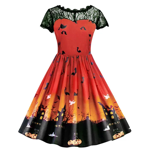 Halloween Costumes For Women Dress Fashion Halloween Lace Short Sleeve