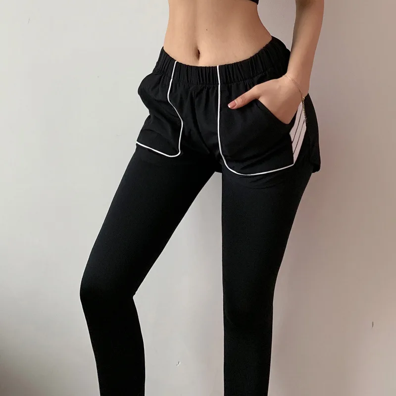 

Women Trainning & Sports Leggings high elasticity Yoga pants for female Fitness running long pants+shorts with pockets