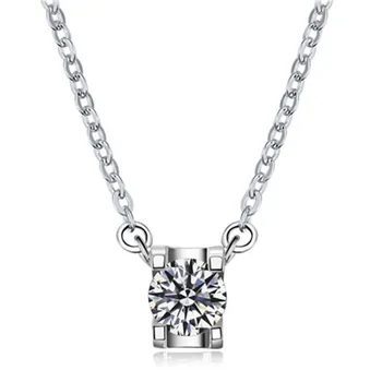 شراءاختبار إيجابي ماركة مويسانيتي قلادة الماس 0.5CT النساء مويسانيتي الإيجابية 18K الأبيض حلية ذهبية قلادة 45 سنتيمتر O سلسلة