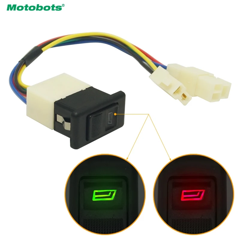 

MOTOBOTS 10set 5Pin 20A 24v/12V Window Switch Button With Wire Adapter & Green LED Light for Universal All Autos #CA4646