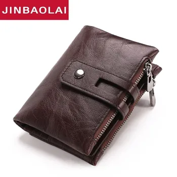 

New Wallet Luxury Brand Short Men Wallets 100% Genuine Leather Male Purse Card Holder Wallet Fashion Man Zipper Wallet Coin Bags