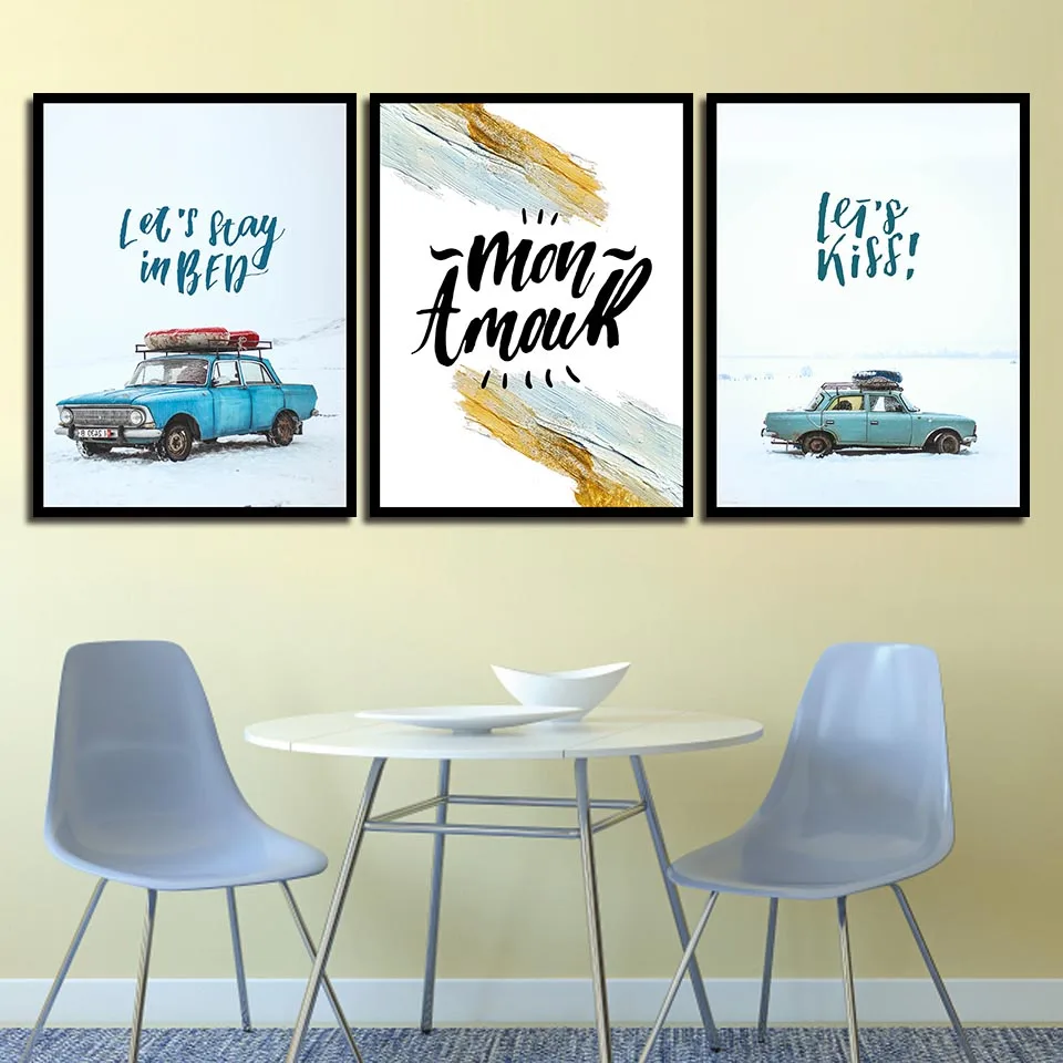 

Nordic Posters Nursery HD Prints Canvas Blue Car Landscape Wall Artwork Painting Kids Bedroom Decoration For Baby Room Picture