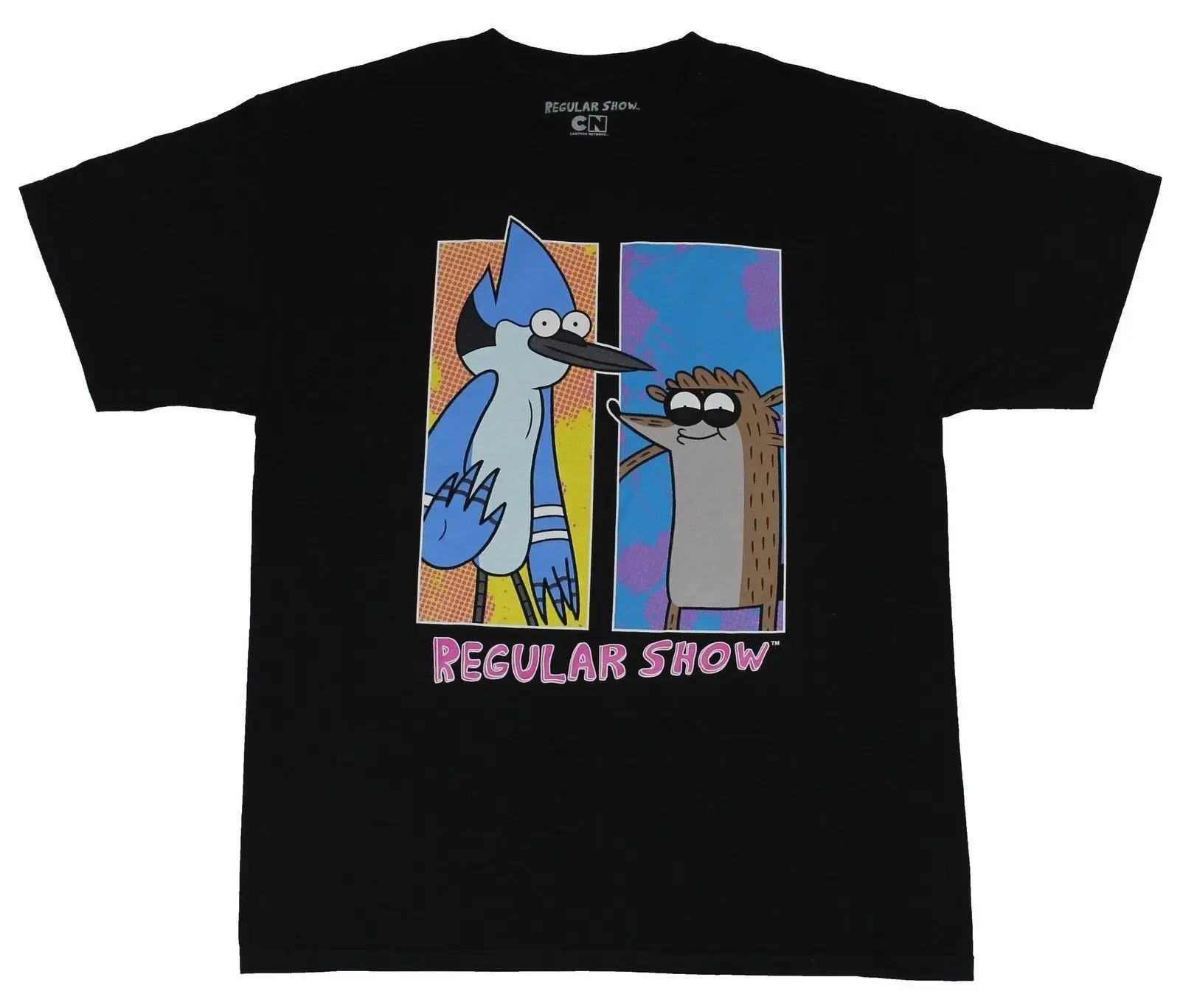 

Regular Show Mens T-Shirt - Colorful Mordecai & Rigby Box Character Image Cartoon t shirt men Unisex New Fashion tshirt Loose