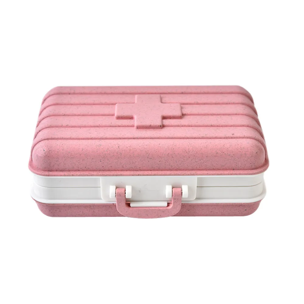 

Storage Box living room Pill Medicine Box Holder Storage Organizer Container Case Portable Wheat fiber Drop shipping July17