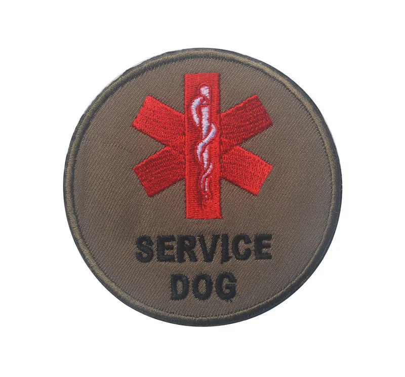 Служебная собака письмо вышивка патч крюк Тактические Военные патчи для одежды желтый медицинский патч для одежды в тренировках - Цвет: Round Green