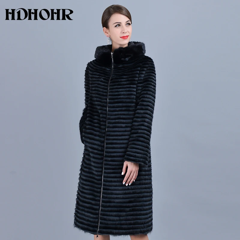 HDHOHR 2018 New Real Fur Coat Women Natural Mink Fur Coats With Down Double Side Wear Genuine Leather Warm Jacket Lady Fur Coat