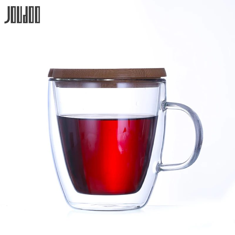 JOUDOO, двухслойная стеклянная чашка, Термостойкое стекло, материал, кофейные чайные чашки, 350 мл, 450 мл, ручная работа, изысканный 40