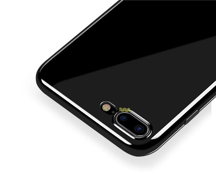 Para El Iphone 7 Jet Negro Piano Brillante Negro De Silicona Suave Del Gel De Tpu Caso De La Cubierta Para El Iphone 6 6 S 7 Plus Cubierta A Prueba De Golpes Case For