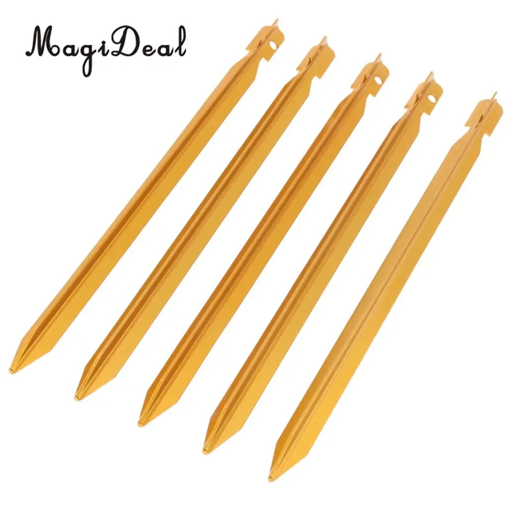 5pcs 23cm Aluminum Camping Tent Stakes Pegs Triangle Ground Nails Outdoor Hiking Beach Garden Park
