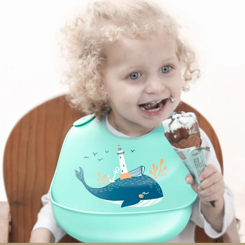 

Waterproof Silicone Bibs for Babies Toddlers Kids Boys Girls Infant Adjustable Soft Baby Feeding Bandana Bibs
