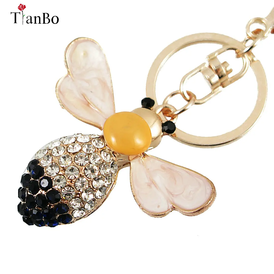 

Novelty Souvenir Key Chains Cute Bee Insect Rhinestone Metal Keychain Couple Keychain Key Ring Hangbag Charms Pendant