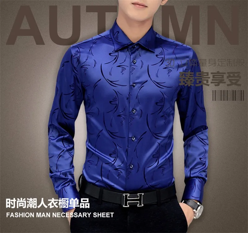 2018 New Arrival Luxury Brand Mens Formal Shirts Long Sleeve Floral Men