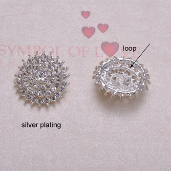 

(J0320) 26mm diameter stuning rhinestone metal button ,crystal button with loop,silver or light rose gold plating