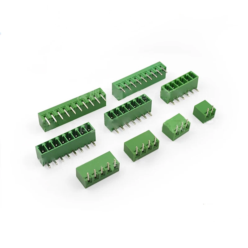50pcs  Connector Plug-in Terminal Blocks Curved Needle Pitch 3.81mm Connector Green 2/3/4/5/6/7/8/9 / 10P