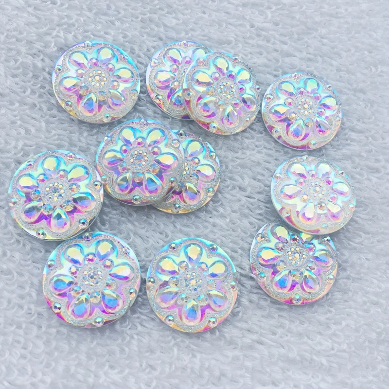 12pcs AB resin 20*30mm Drop Flatback round rhinestone wedding 2 hole buttons DIY