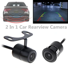Universale 2 In 1 CCD Macchina Fotografica Retrovisore Ampio Angolo di Auto Rearview Inversione di Sostegno Della Macchina Fotografica con Le Linee di Parcheggio e 18.5 millimetri Obiettivo di Vetro