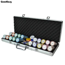 100-500 шт./компл. казино Техас глины покер чип комплекты Алюминий чемодан с игральными картами и кубики и дилера днище и Скатерти