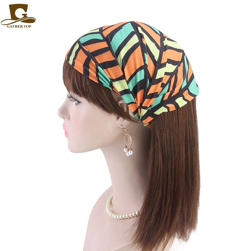 Винтаж деревня печати широкая повязка на голову "Бандана" на открытом воздухе для женщин эластичные тюрбан для девочек резинки для волос аксессуары для волос