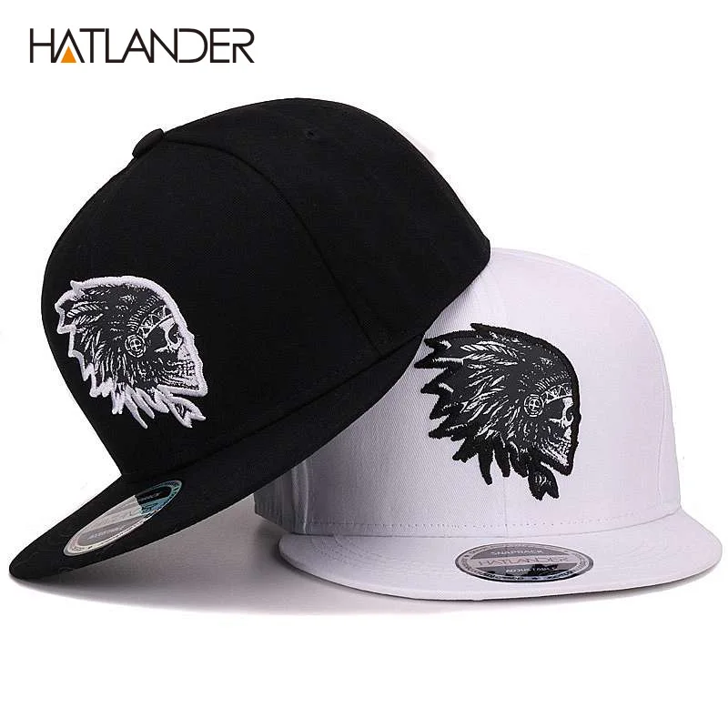 [HATLANDER] التطريز الجمجمة قبعات بيسبول الهيب هوب snapbacks شقة بريم العظام gorra الرياضية snapback قبعات للرجال النساء للجنسين