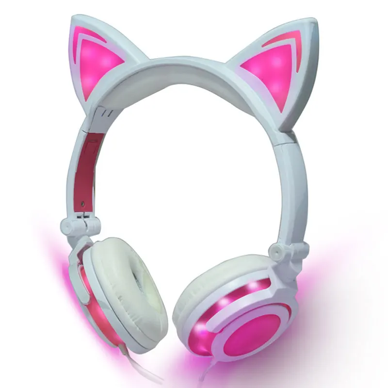 

Cute Cat Ears 3.5mm Hifi Stero Flash Music Headphone Foldable Headset General Sport Earphone with Microphone For iPhone Xiaomi