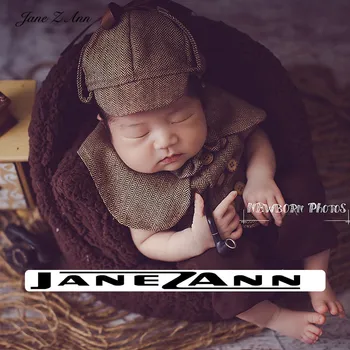

Jane Z Ann Newborn baby photo props infant Sherlock Holmes detective theme photography costume