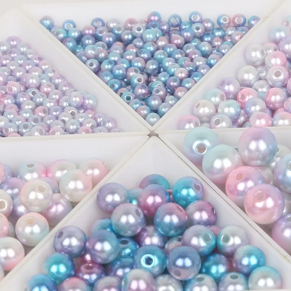 

50-500pcs 4/6/8/10mm Rainbow Color ABS Imitation Pearl Beads Smooth Round Loose Beads For Jewelry Making DIY Handmade