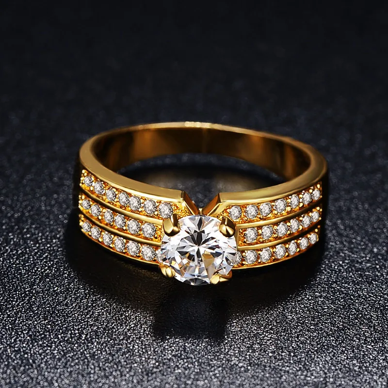 Yanhui роскошь, Брендовое Оригинальное 70% Золотое кольцо, Набор круглых CZ диамантов, обручальные кольца, ювелирные изделия для женщин YCRI0012