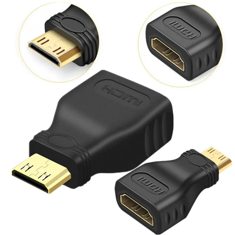 Мини HDMI мужской тип C к женскому HDMI тип A адаптер разъем позолоченный для 1080 p 3D tv HD tv