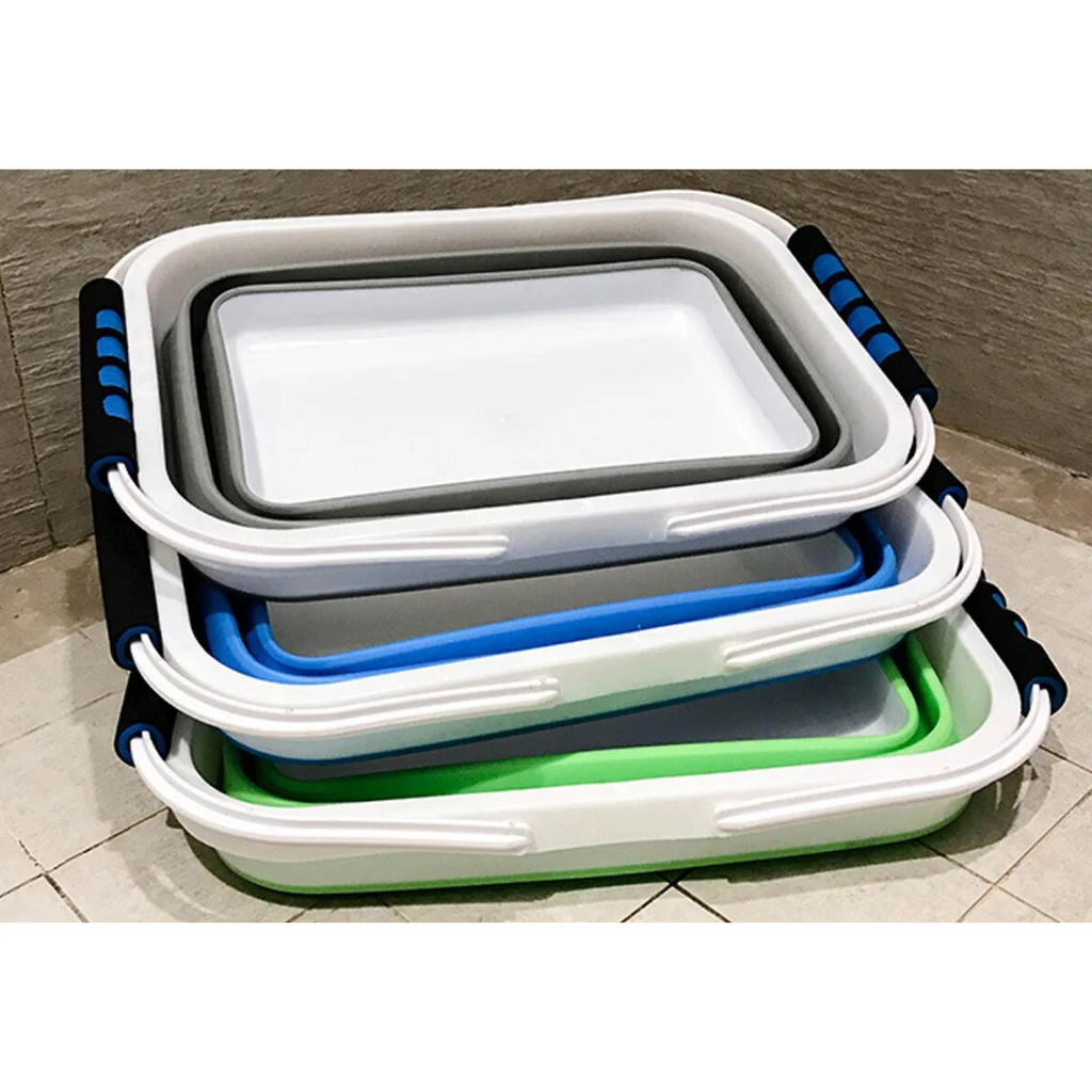 Portable Folding Silicone Square Bucket Cleaning Tools Laundry Basket Water Storage Basin Vegetable Fruits Basket Accessories