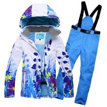 New Women Ski Suit Windproof Waterproof Snowboard Outdoor Sport Wear Skiing Jacket+Pants Camping Riding Super Warm Clothing Set women dot style ski suit windproof waterproof outdoor sport wear camping riding skiing snowboard jacket pant warm clothing suit
