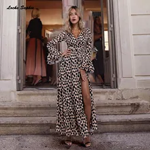 1pcs High waist Ladies Plus size Sexy party dresses 2019 Summer cotton blend Splicing Leopard Print Dress women's Skinny Dress