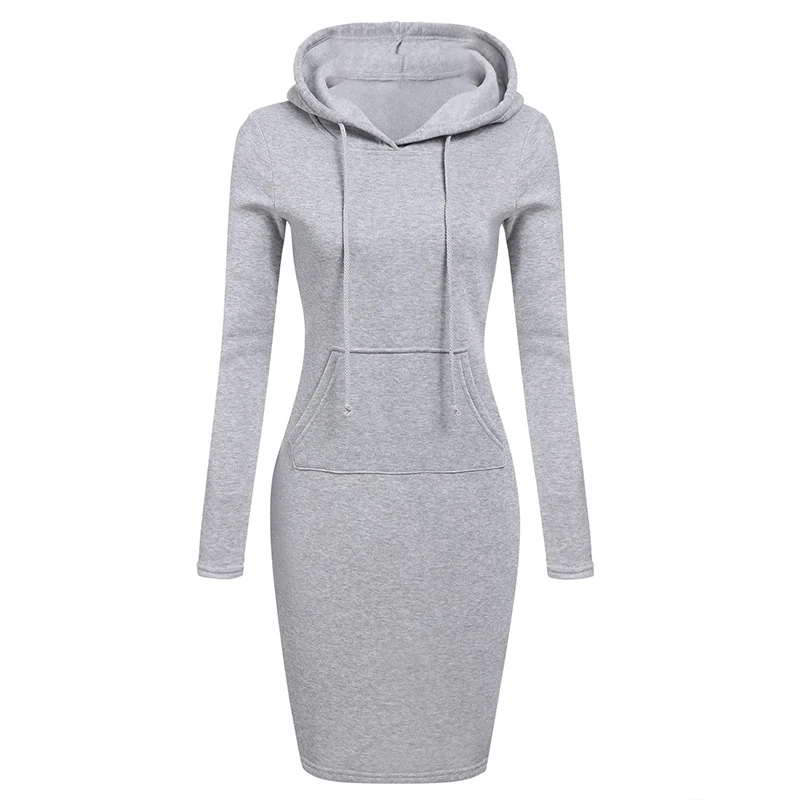 

autumn Winter Woman Dress 2018 Woman Clothing Hooded Collar Pocket Design Simple Zebery Warm Sweater Long-sleeved
