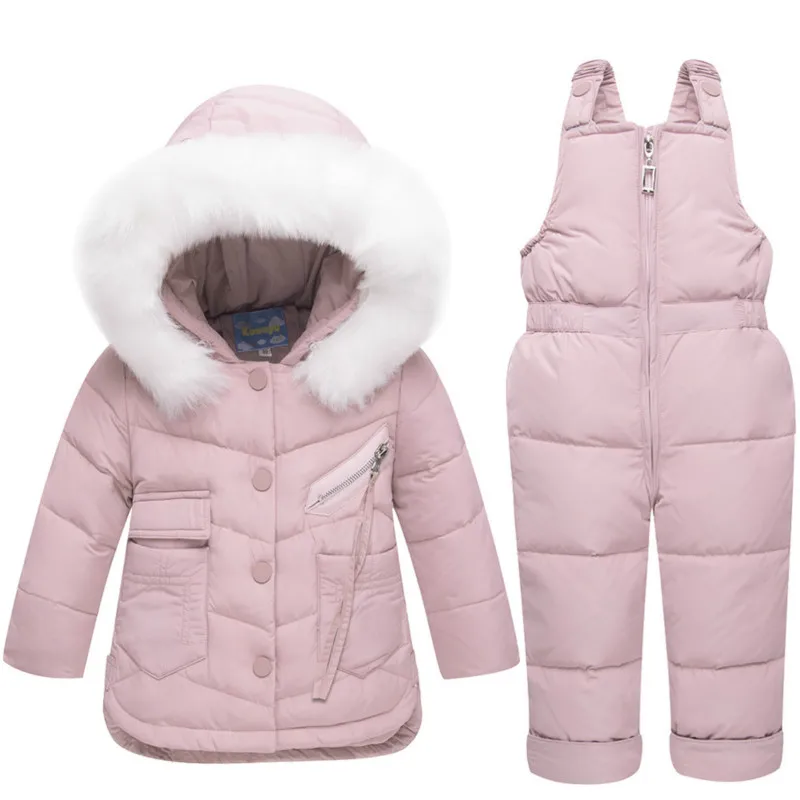 Новинка года, комплект детской одежды для русской зимы на-30 градусов, парка куртка-пуховик с натуральным мехом и капюшоном для маленьких мальчиков и девочек детский зимний костюм