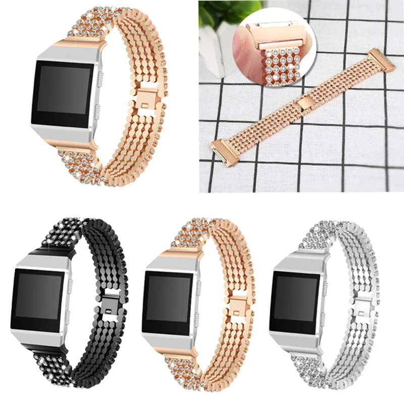 

Top Brand Stainless Steel Band for Fitbit Ionic Watchbands Replacement Wristwatch Bracelet Luxury Shiny Diamond Strap