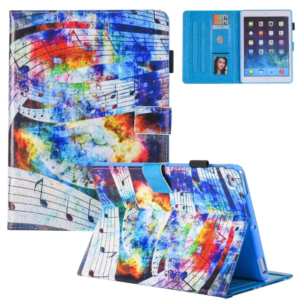 

Coque Tablet Case for iPad Air Luxury Colorful Print Book Flip PU Leather Sleeve Cover for iPad Air iPad 9.7 inch 2017 Pro 9.7