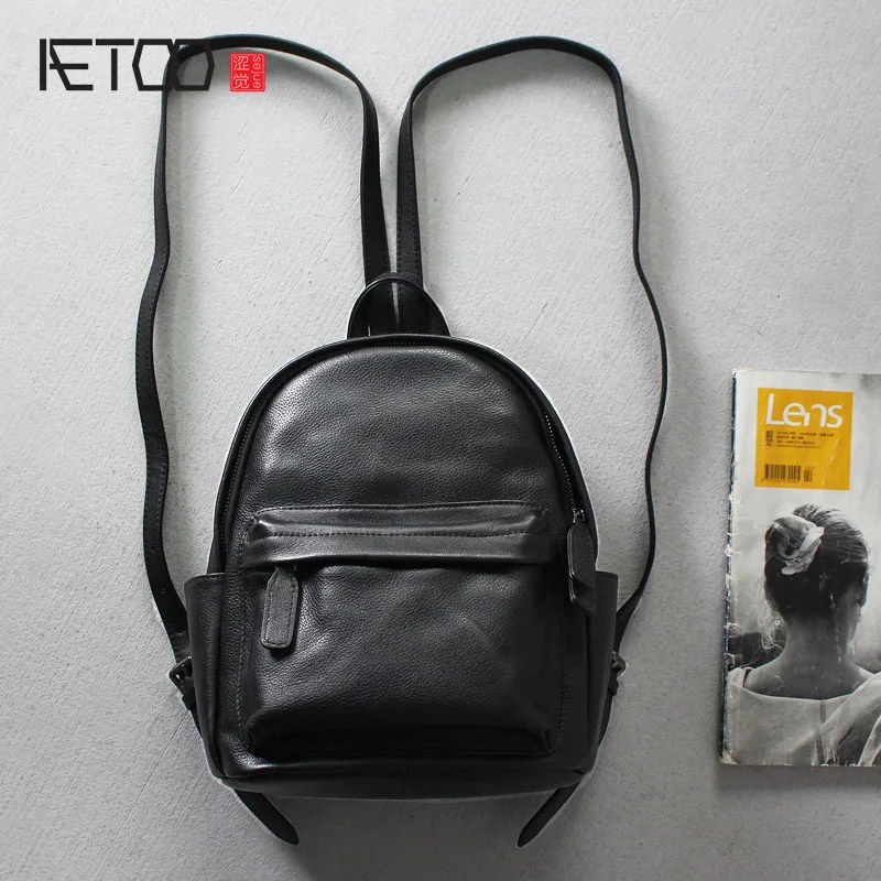 

AETOO First layer of leather simple fashion casual shoulder bag soft leather Japan and South Korea Academy wind ladies small bac