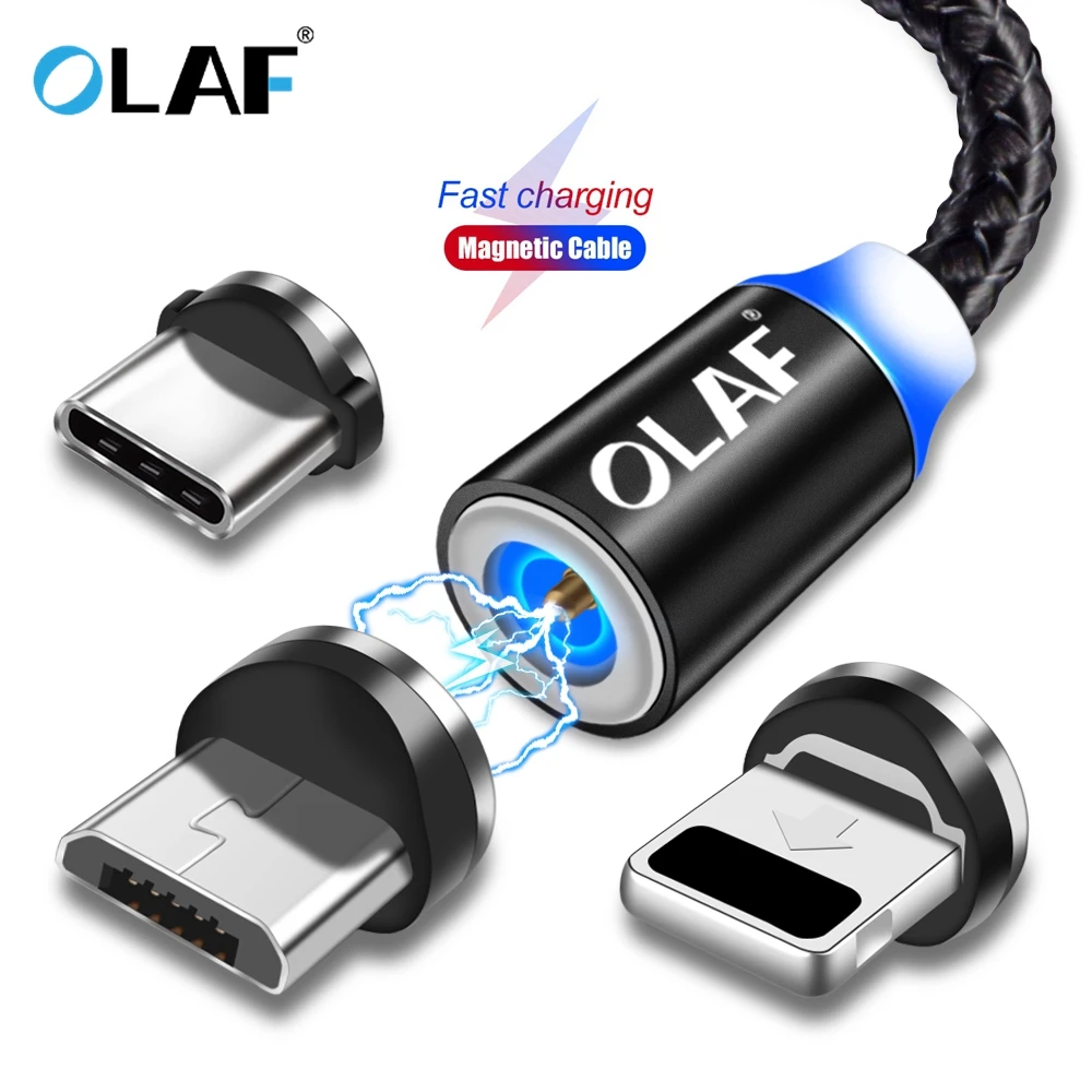 OLAF 1 м и 2 светодиодный магнитный кабель Micro USB Type C нейлоновый Плетеный Магнитный
