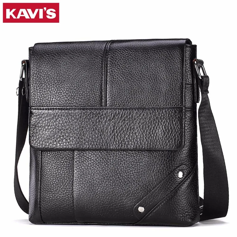 

KAVIS Messenger Bag Men Genuine Leather Shoulder Crossbody Handbag Small and Designer Bolsas Sac Sling Chest Obag Briefcase Male