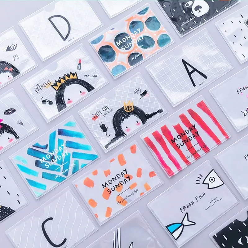 

Women PVC Cartoon Card Holder Credit Student Cute ID Cards Wallet Passport Business Bancaire Card Holder Protector Transparent