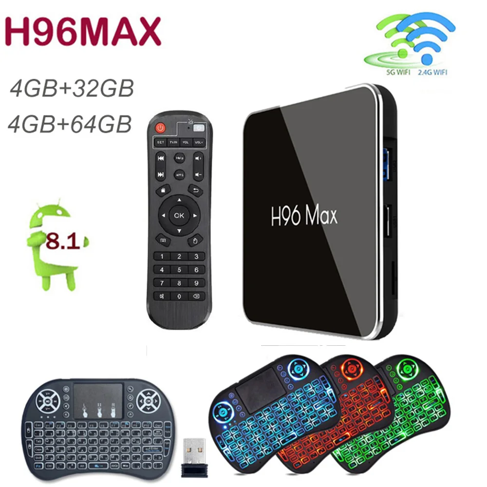 

TV BOX H96 MAX X2 4G RAM 64G ROM Android 8.1 Amlogic S905X2 Smart Media Player 2.4G&5G Wifi H96MAX Set Top Box Support Youtube