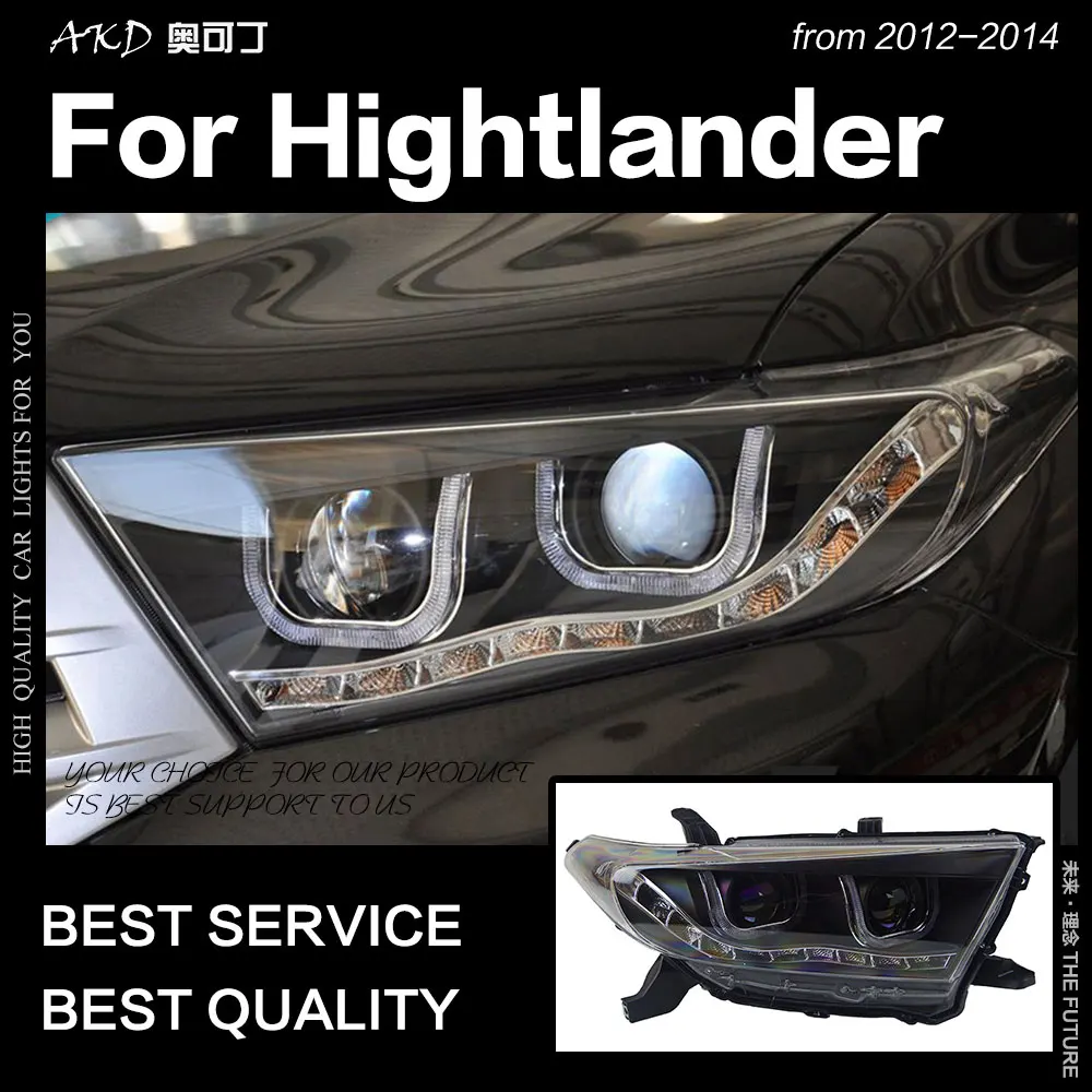 AKD автостайлинг фары Toyota Highlander 2012 2014 Светодиодная… для Kluger DRL Hid ангельские глазки