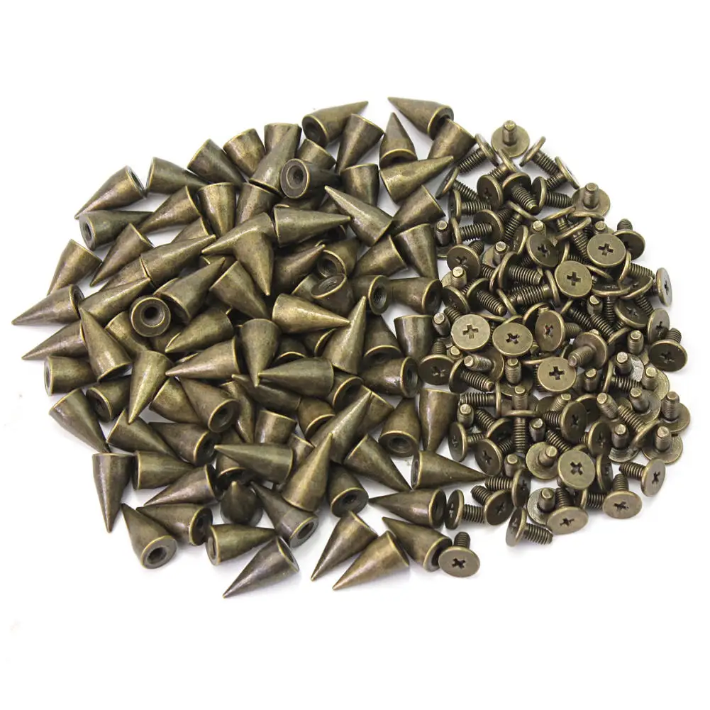 100 Pcs Stud Rivet 14MM Bronze Color Bullet Spike Rivet Studs Punk Rock Shoes Bracelet