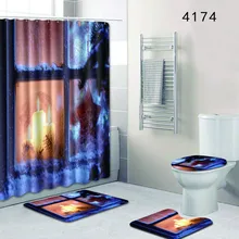 4 шт. тканевая занавеска для душа/коврик для ванной/коврик для туалета с рисунком персонажа Противоскользящий коврик в ванную фланелевый коврик для ванной