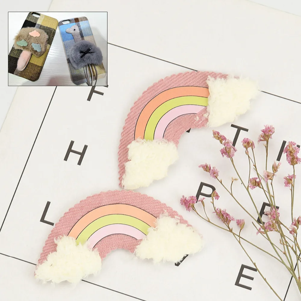 

10PCs 9cm Cotton Accessories Handmade DIY Gray blue Rainbow Cloud shape decoration for Phone Case sweater coat dress hat decor
