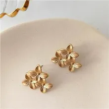 MENGJIQIAO Европейский стиль матовое золото цветок большие серьги гвоздики для женщин Мода Темперамент Вечерние ювелирные изделия Букле д 'ореиль