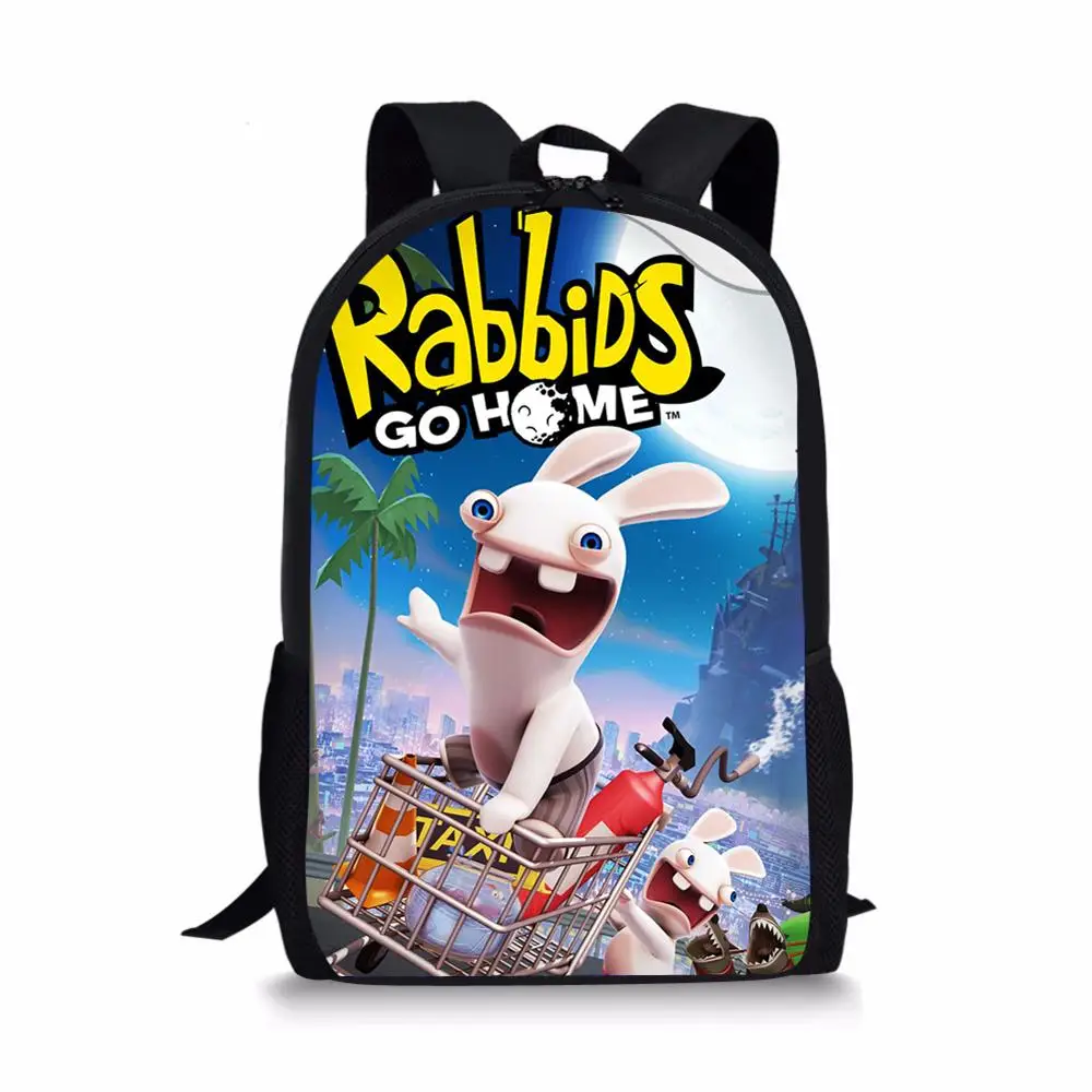 

Custom Own Image Raving Rabbids Print School Backpack for Student Boy Anime Bookbag Baby Kids 16 inch Orthopedic Backpack 2019