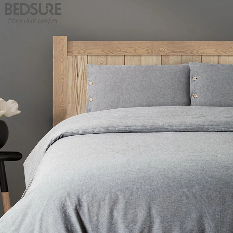 Bedsure 100 Cotton Duvet Cover Sets Twin Size Denim Blue Lightweight