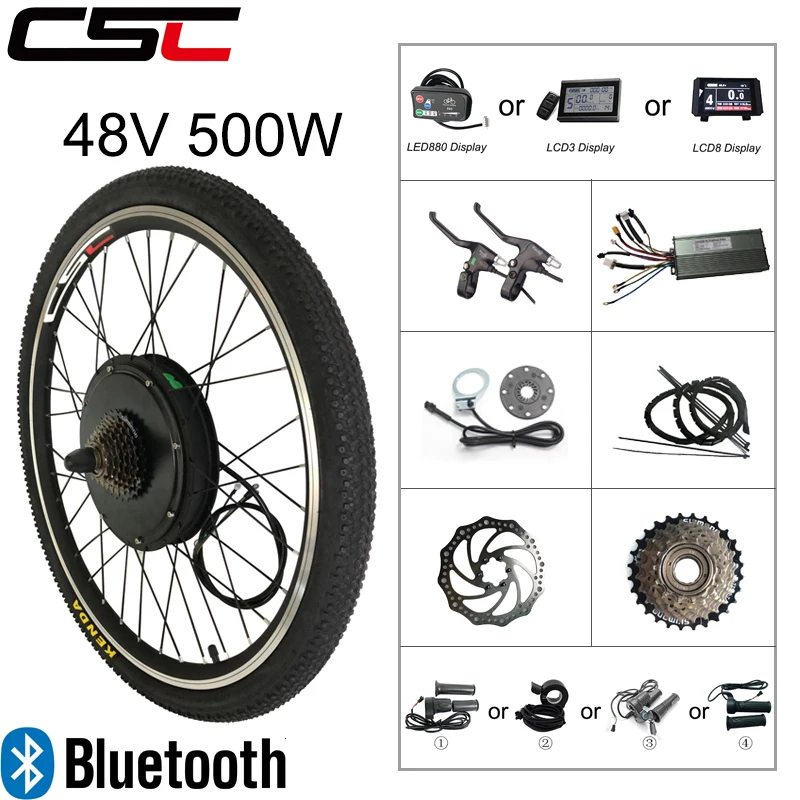 

Electric Bicycle Conversion Kit 48V 500W Motor Wheel Bluetooth Option , EBIKE for 20 24 26 700C 28 29in Rear Wheel Motor
